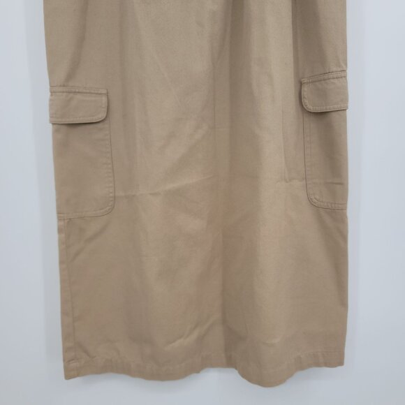 Sag Harbor Women's 100%‎ Cotton Maxi Cargo Skirt Size small Elastic Waist Khaki - Picture 2 of 8